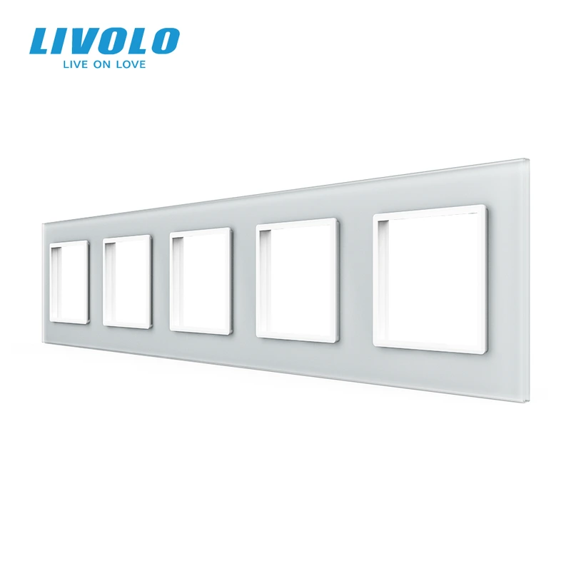 Рамка 5-постова LIVOLO, загартоване скло, біла матова, 365×80 мм (VL-P7E/E/E/E/E-10WS06)