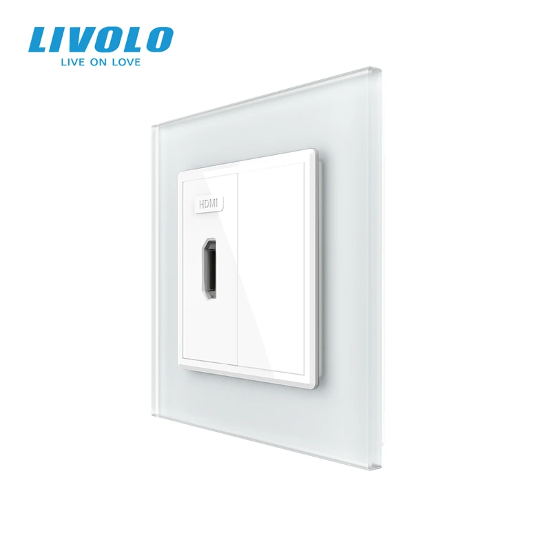 Розетка HDMI LIVOLO біла матова скло