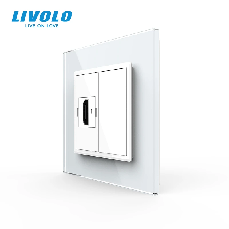 Розетка HDMI Livolo білий скло (VL-C7FCHD-1WP) (VL-C7FCHD/FCMB-2WP)
