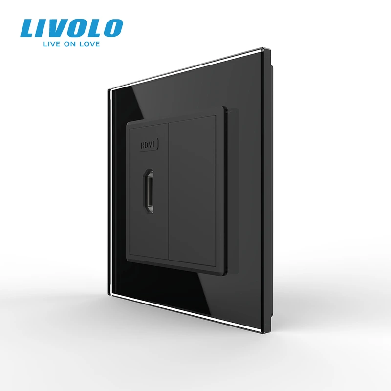 Розетка HDMI LIVOLO чорна 2.5D скло