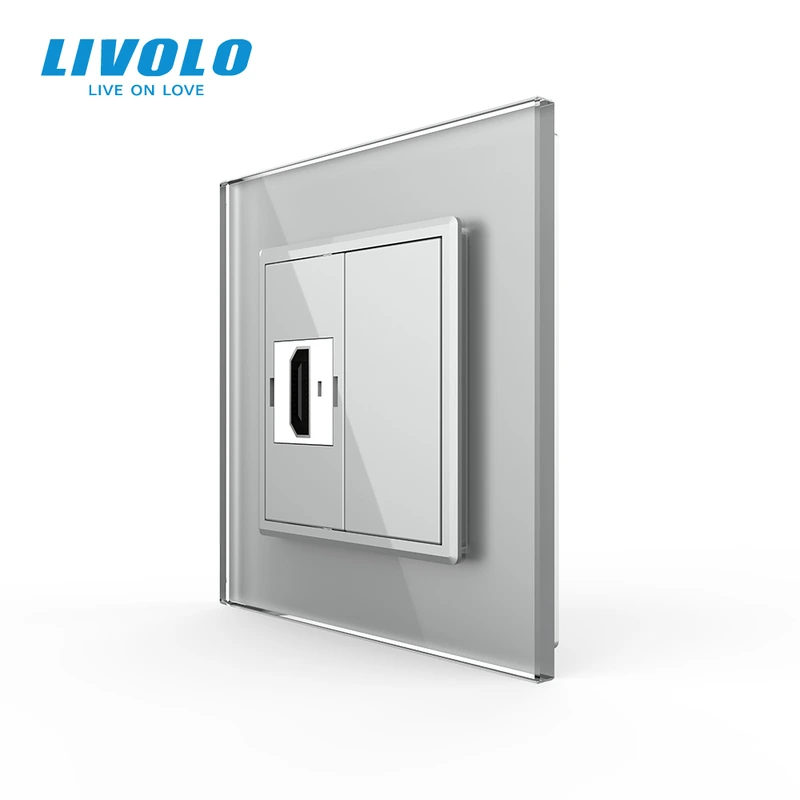 Розетка HDMI Livolo сірий скло (VL-C7FCHD-1IP) (VL-C7FCHD/FCMB-2IP)