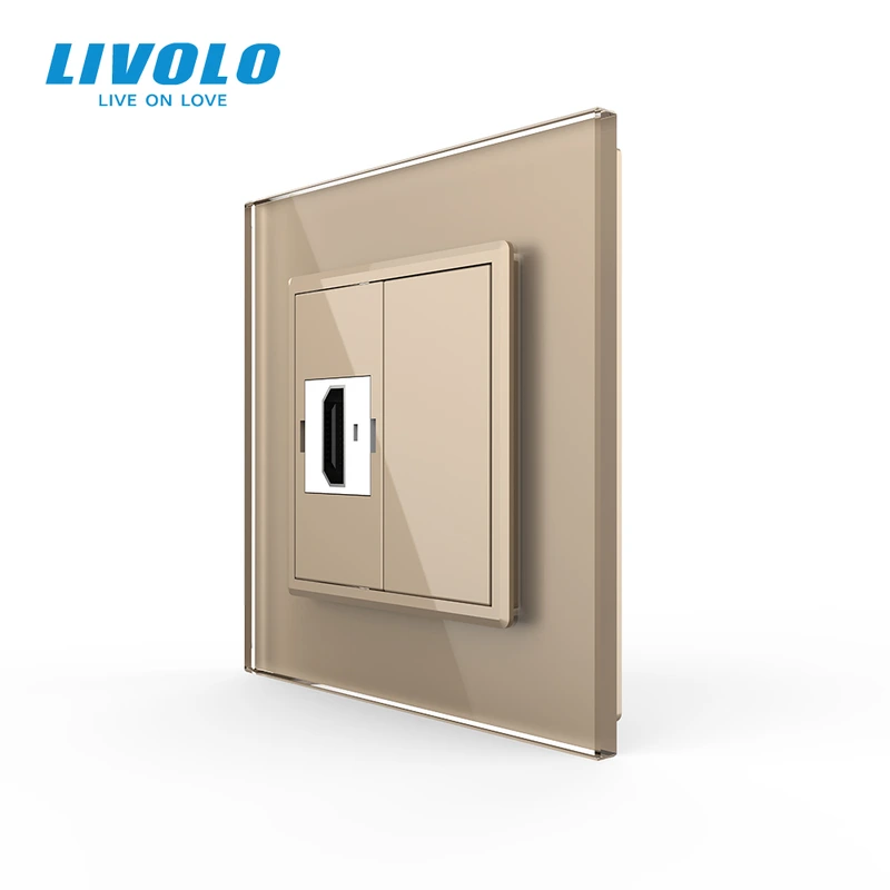 Розетка HDMI Livolo золото скло (VL-C7FCHD-1AP) (VL-C7FCHD/FCMB-2AP)