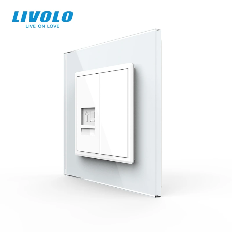 Розетка комп'ютерна RJ-45 LIVOLO біла 2.5D скло