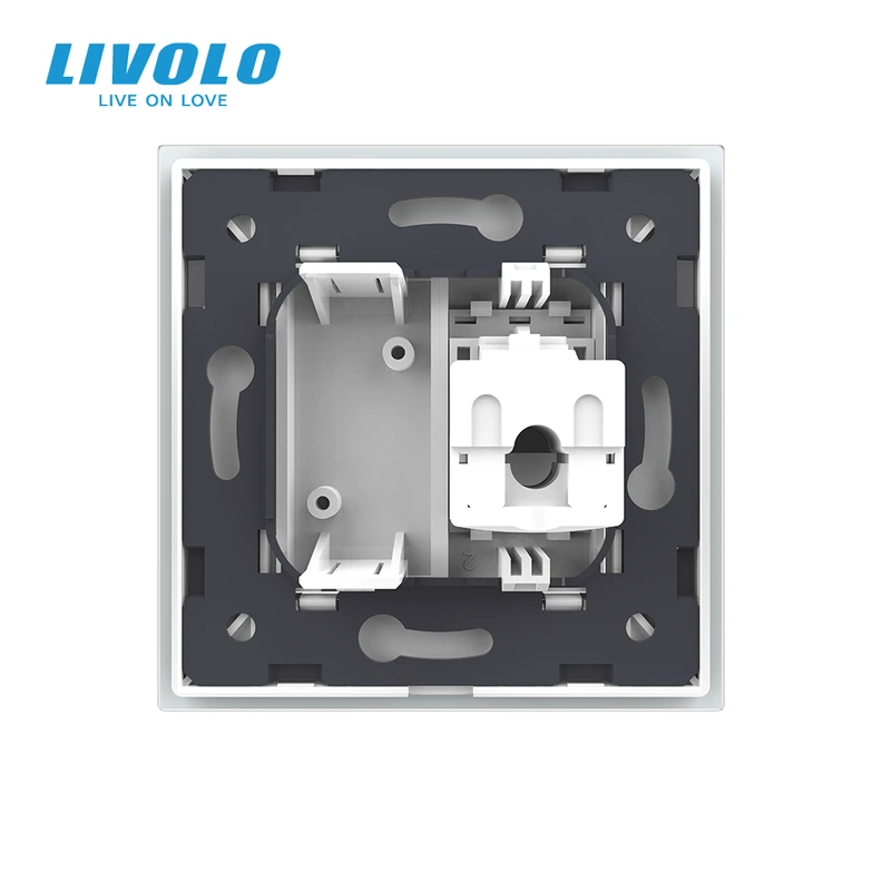 Розетка комп'ютерна RJ-45 LIVOLO біла матова скло — Livolo