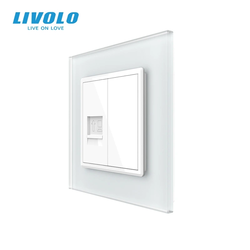 Розетка комп'ютерна RJ-45 LIVOLO біла матова скло
