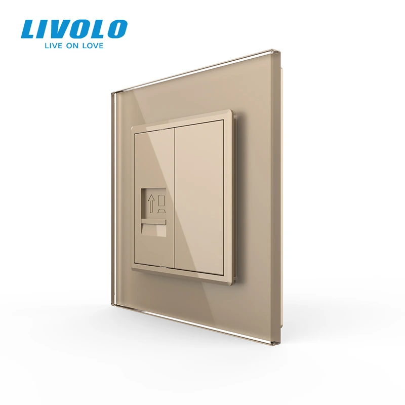 Розетка комп'ютерна RJ-45 Livolo золото скло (VL-C791C-13) (VL-C7FCCP/FCMB-2AP)