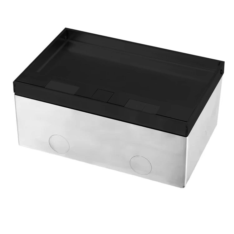 Розетка підлогова LIVOLO, прихованого монтажу, 2 розетки та інтернет RJ-45, IP54, нержавіюча сталь, чорна