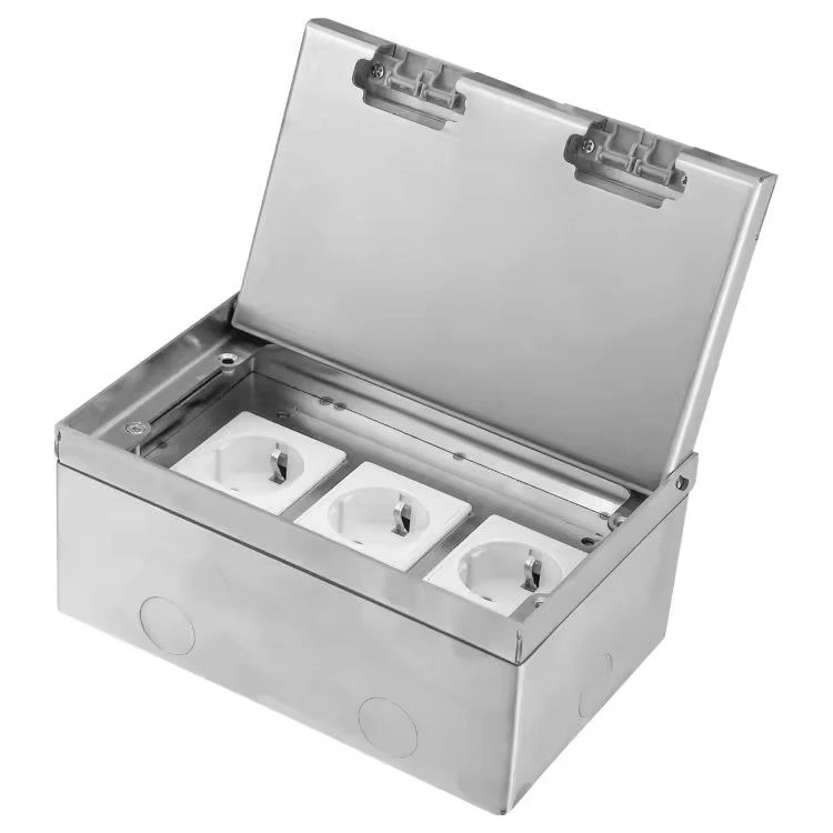 Розетка підлогова LIVOLO, прихованого монтажу, 2 розетки та інтернет RJ-45, IP54, нержавіюча сталь, срібна