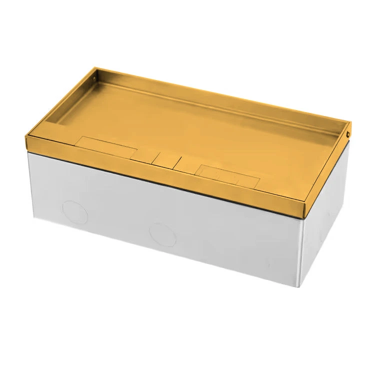 Розетка підлогова LIVOLO, прихованого монтажу, 3 розетки, інтернетом RJ-45 та HDMI, нержавіюча сталь, золота