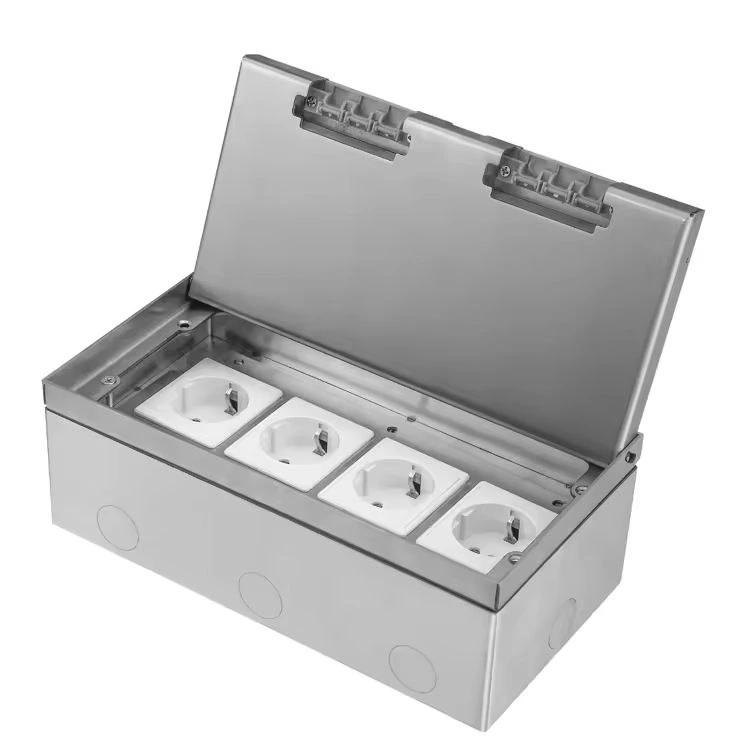 Розетка підлогова LIVOLO, прихованого монтажу, 3 розетки, USB-A та USB Type-C 36 Вт, нержавіюча сталь, срібна