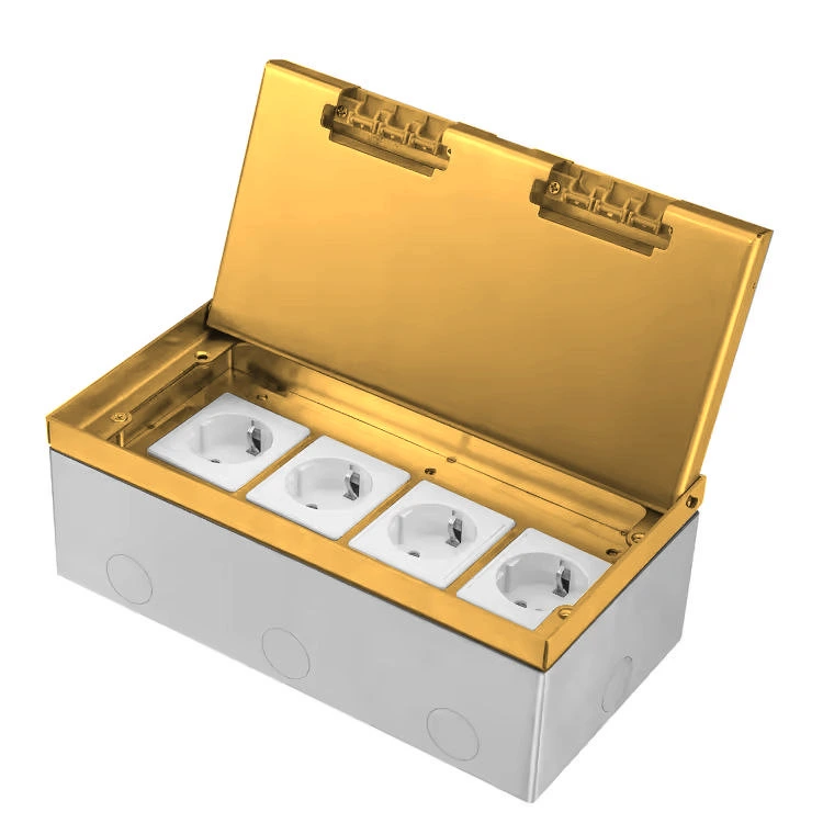 Розетка підлогова LIVOLO, прихованого монтажу, 3 розетки, USB-A та USB Type-C 36 Вт, нержавіюча сталь, золота