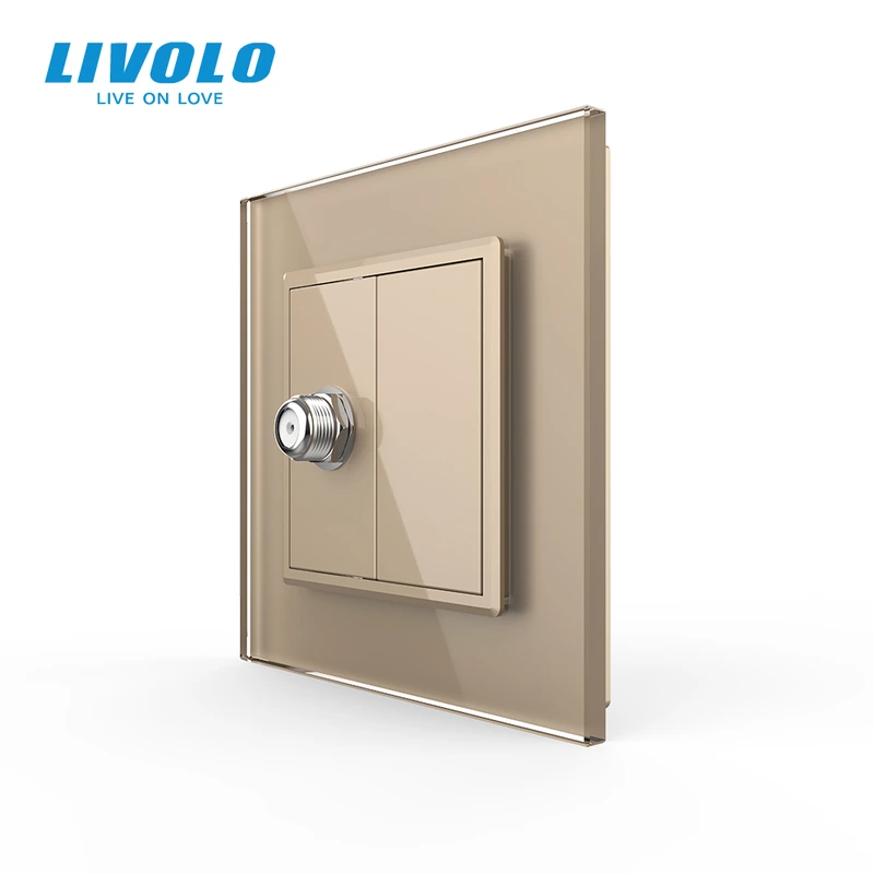 Розетка супутникова SAT Livolo золото скло (VL-C7FCSL-1AP) (VL-C7FCSL/FCMB-2AP)