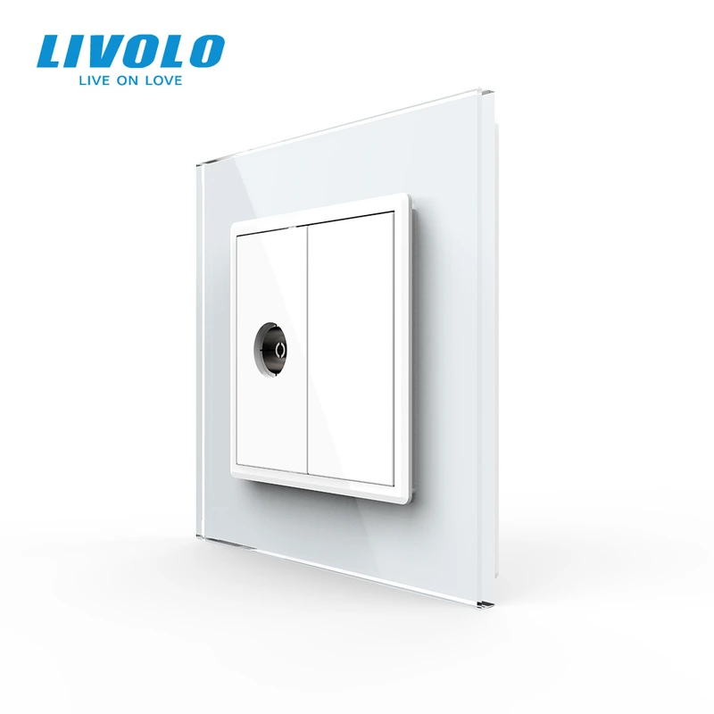 Розетка телевізійна Livolo білий скло (VL-C791V-11) (VL-C7FCTV/FCMB-2WP)