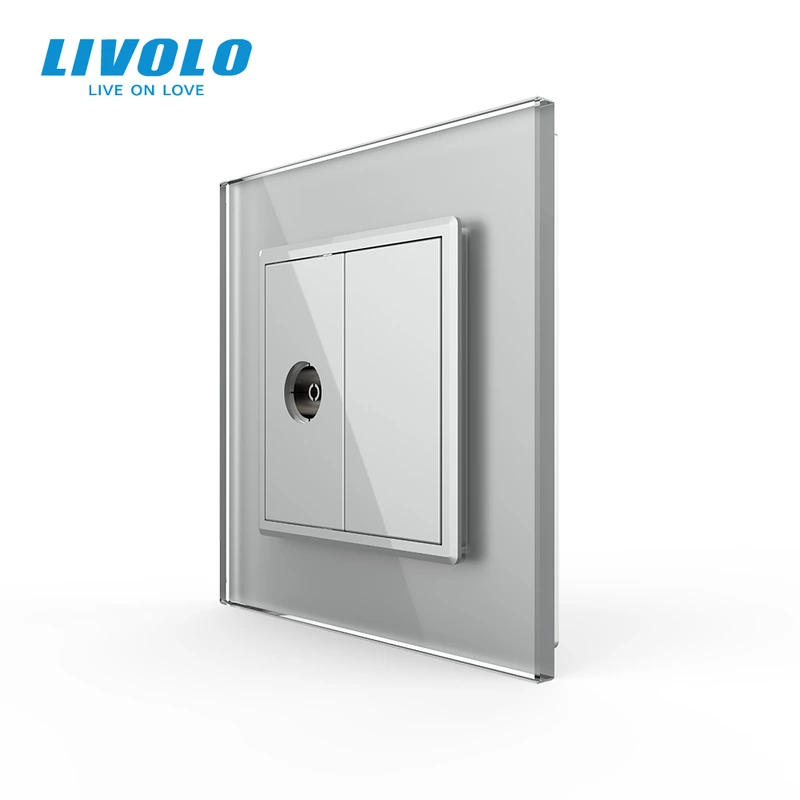 Розетка телевізійна LIVOLO сіра 2.5D скло