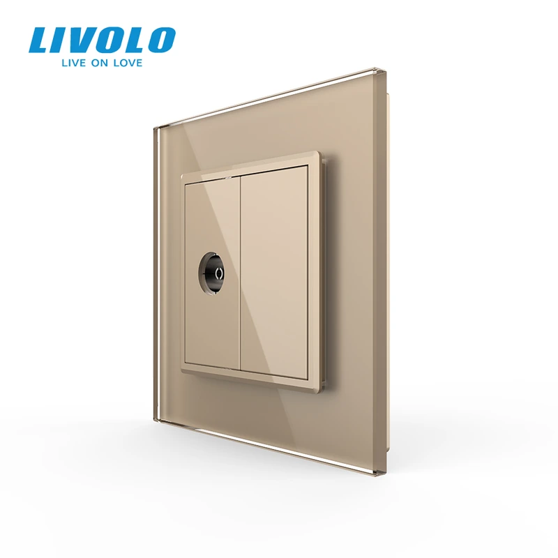 Розетка телевізійна LIVOLO золота 2.5D скло