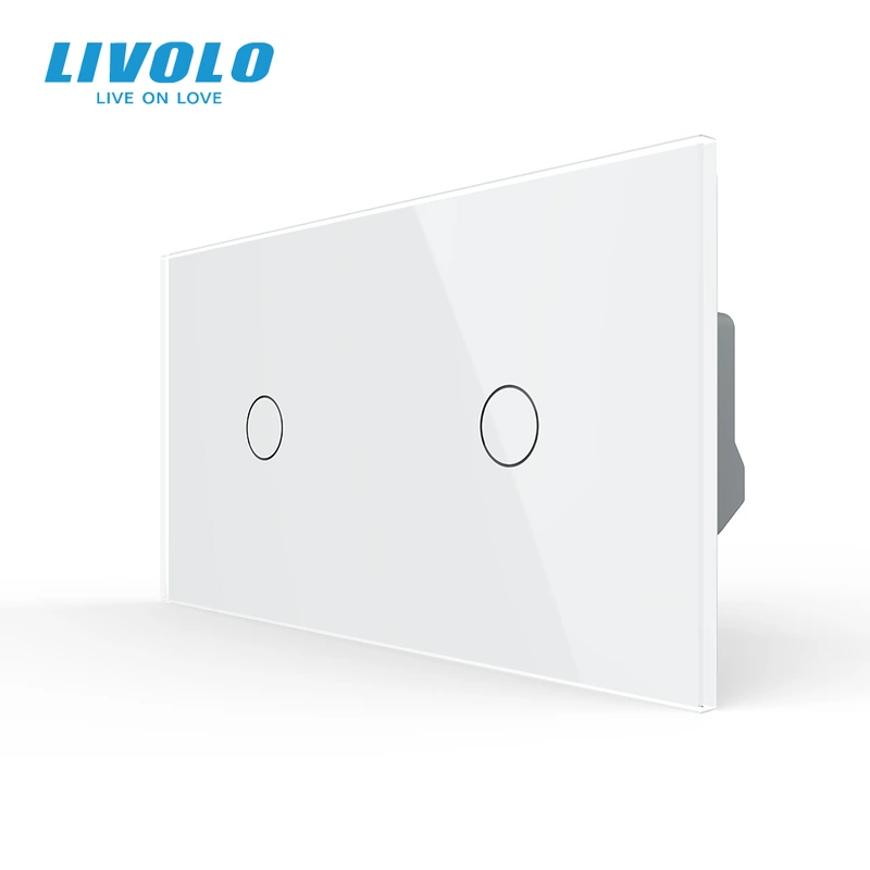 Розумний сенсорний (дотиковий) вимикач LIVOLO 2 клавіші (1-1) білий скло Wi-Fi — Livolo