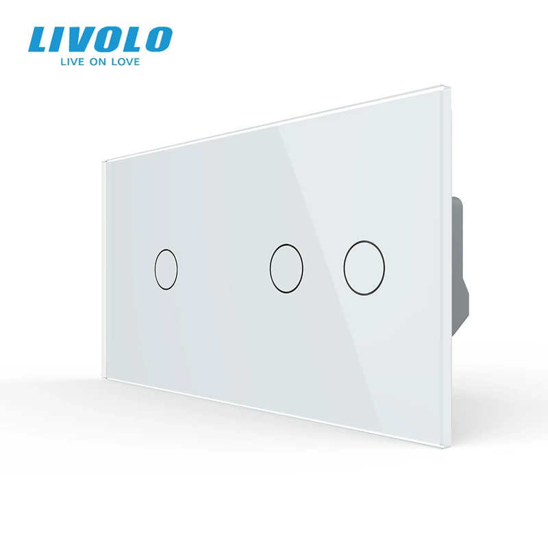 Розумний сенсорний (дотиковий) вимикач LIVOLO 3 клавіші (1-2) білий скло Wi-Fi