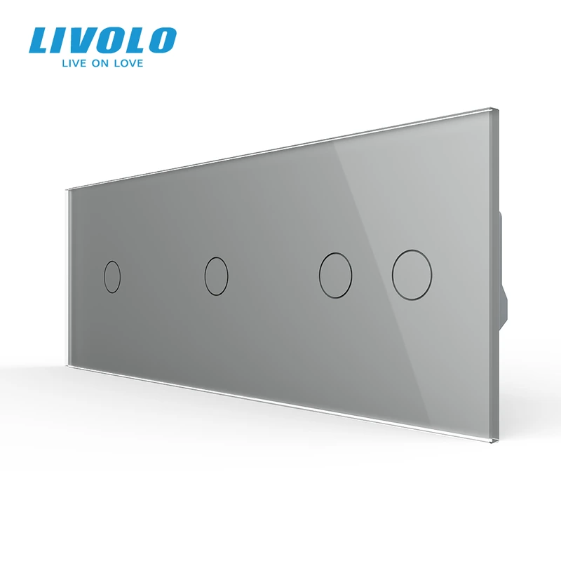Розумний сенсорний (дотиковий) вимикач LIVOLO 4 сенсори (1-1-2) сірий скло — Livolo