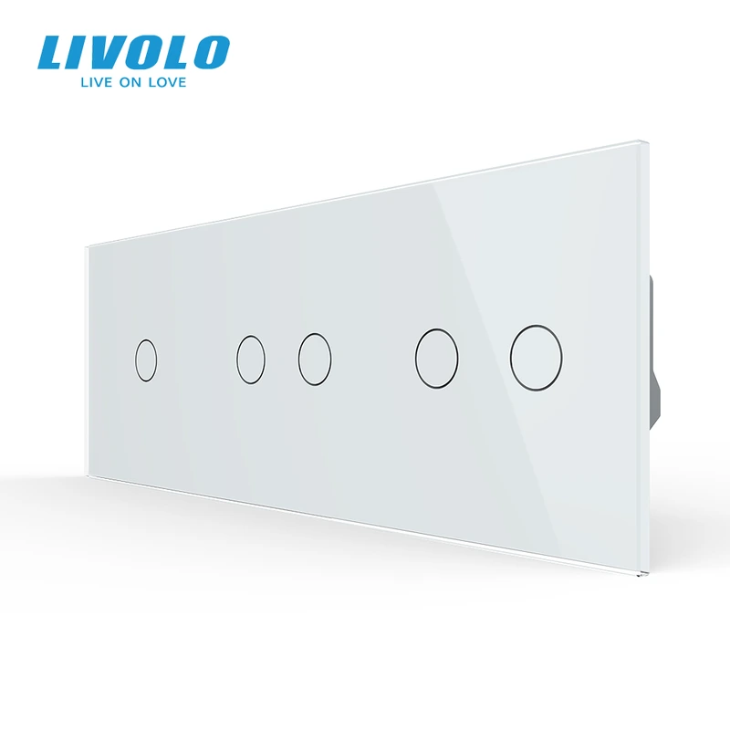 Розумний сенсорний (дотиковий) вимикач LIVOLO 5 сенсорів (1-2-2) білий скло — Livolo