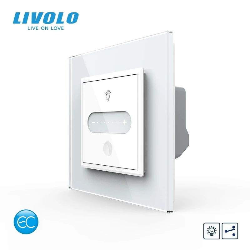 Розумний сенсорний прохідний/перехресний димер EC LIVOLO білий 2.5D скло