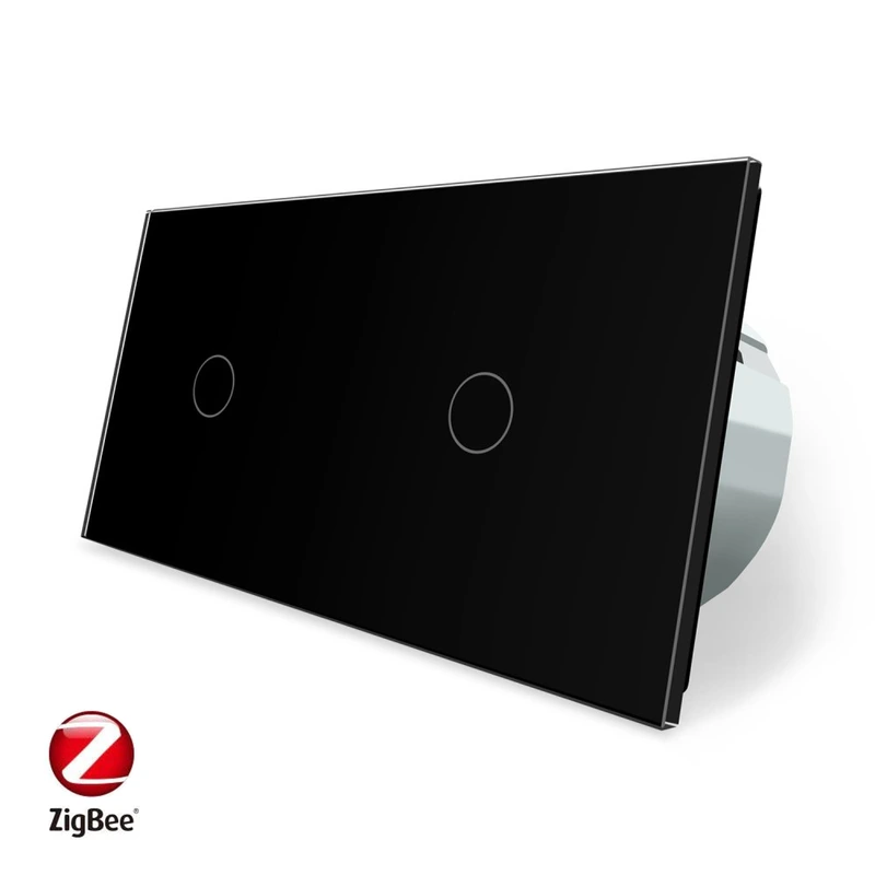 Розумний сенсорний ZigBee вимикач 2 сенсора (1-1) Livolo чорний (VL-C701Z/C701Z-12) — Livolo
