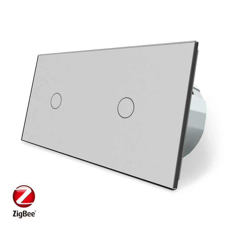 Розумний сенсорний ZigBee вимикач 2 сенсора (1-1) Livolo сірий (VL-C701Z/C701Z-15) — Livolo