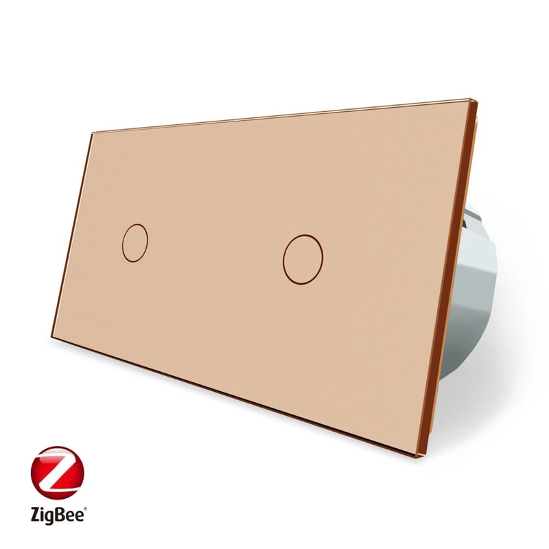 Розумний сенсорний ZigBee вимикач 2 сенсора (1-1) Livolo золото (VL-C701Z/C701Z-13) — Livolo