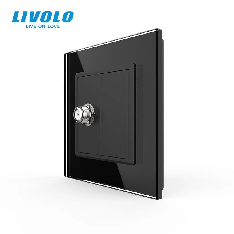 Розетка супутникова SAT LIVOLO чорна матова скло — Livolo