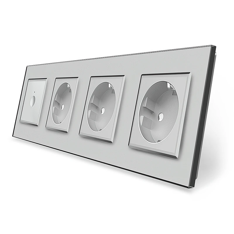 Сенсорний вимикач Sense 1 сенсор 3 розетки Livolo сірий скло (VL-C7FC1/FCTC16A/FCTC16A/FCTC16A-8IP)