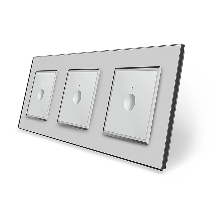 Сенсорний вимикач Sense 3 сенсора (1-1-1) Livolo сірий скло (VL-C7FC1/FC1/FC1-6IP)