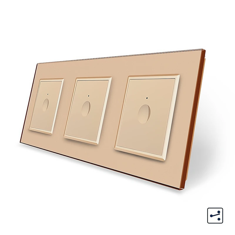 Сенсорний прохідний/перехресний вимикач Sense 3 сенсора (1-1-1) Livolo золотий скло (VL-C7FC1S/FC1S/FC1S-6AP)