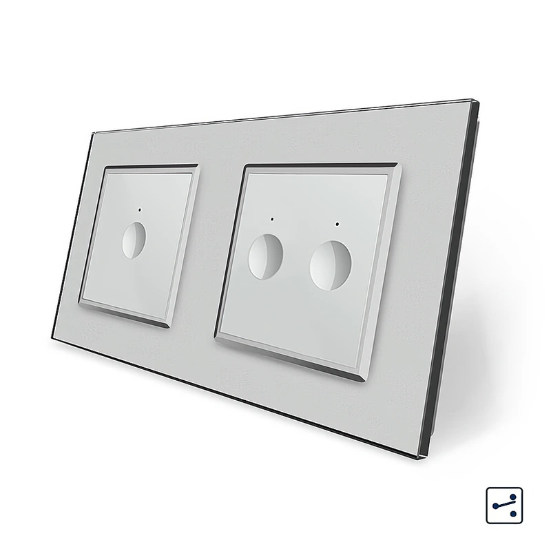 Сенсорний прохідний/перехресний вимикач Sense 3 сенсора (1-2) Livolo сірий скло (VL-C7FC1S/FC2S-4IP)