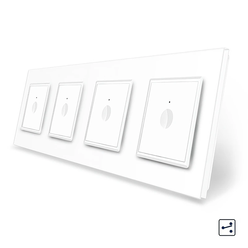 Сенсорний прохідний/перехресний вимикач Sense 4 сенсора (1-1-1-1) Livolo білий скло (VL-C7FC1S/FC1S/FC1S/FC1S-8WP)