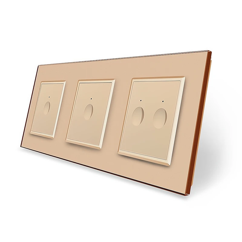 Сенсорний вимикач Sense 4 сенсора (1-1-2) Livolo золотий скло (VL-C7FC1/FC1/FC2-6AP)