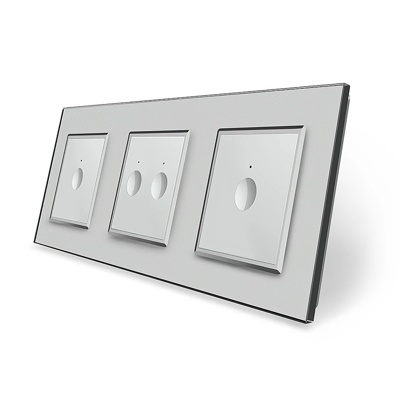 Сенсорний вимикач Sense 4 сенсора (1-2-1) Livolo сірий скло (VL-C7FC1/FC2/FC1-6IP)