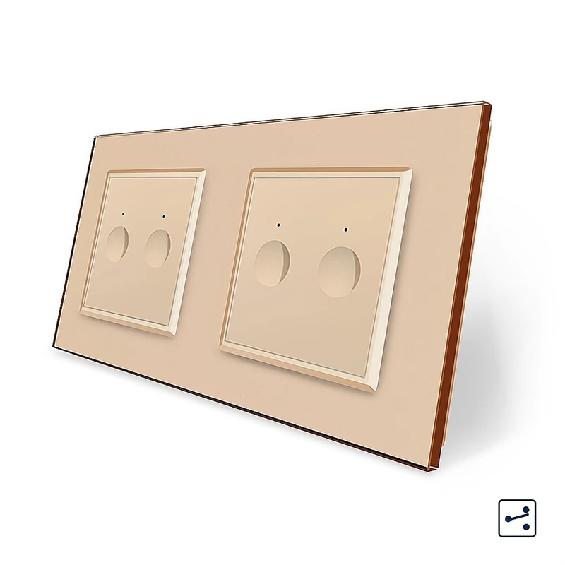 Сенсорний прохідний/перехресний вимикач Sense 4 сенсора (2-2) Livolo золотий скло (VL-C7FC2S/FC2S-4AP) (VL-C7FC2APS/FC2APS-4AP)