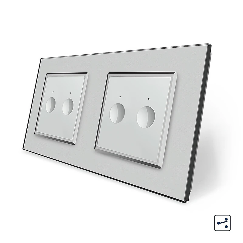 Сенсорний прохідний/перехресний вимикач Sense 4 сенсора (2-2) Livolo сірий скло (VL-C7FC2S/FC2S-4IP)