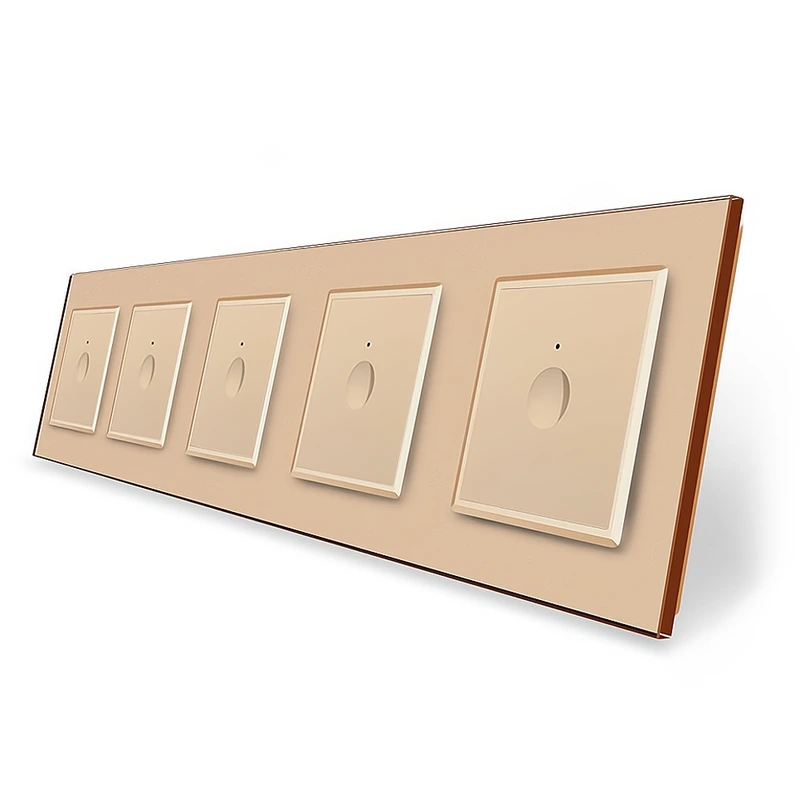 Сенсорний вимикач Sense 5 сенсорів (1-1-1-1-1) Livolo золотий скло (VL-C7FC1/FC1/FC1/FC1/FC1/FC1-10AP)