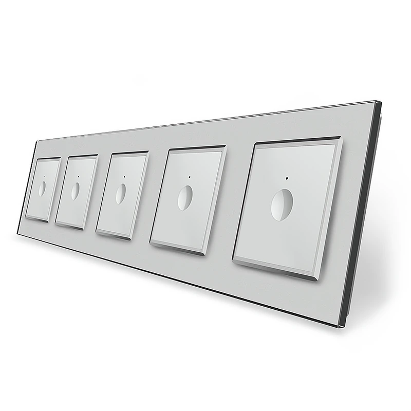 Сенсорний вимикач Sense 5 сенсорів (1-1-1-1-1) Livolo сірий скло (VL-C7FC1/FC1/FC1/FC1/FC1/FC1-10IP)