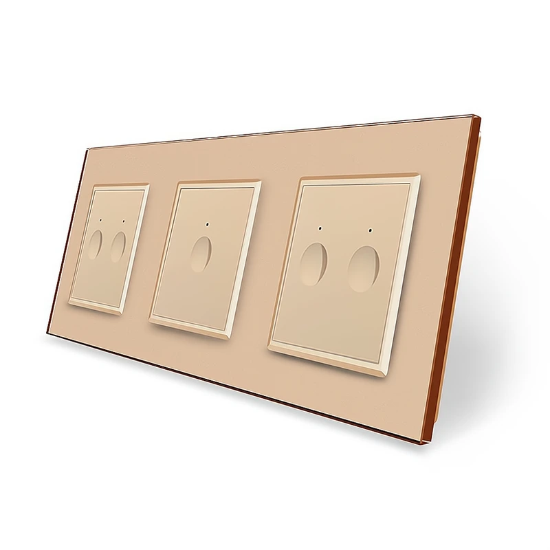 Сенсорний вимикач Sense 5 сенсорів (2-1-2) Livolo золотий скло (VL-C7FC2/FC1/FC2-6AP)