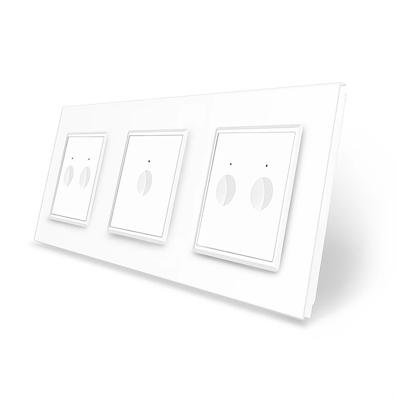 Сенсорний вимикач Sense 5 сенсорів (2-1-2) Livolo білий скло (VL-C7FC2/FC1/FC2-6WP)