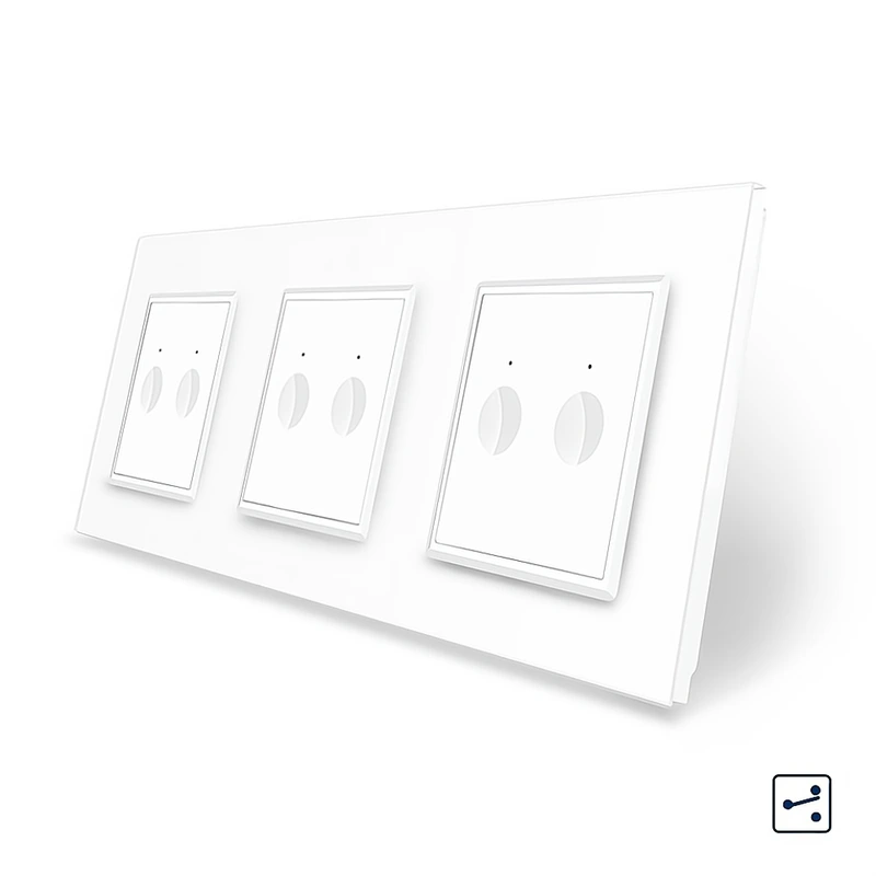 Сенсорний прохідний/перехресний вимикач Sense 6 сенсорів (2-2-2) Livolo білий скло (VL-C7FC2S/FC2S/FC2S-6WP)