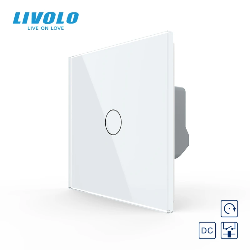 Сенсорна кнопка 1 сенсор 12/24V Livolo білий скло (VL-C701CH-11) (VL-FC1HC-2WP)