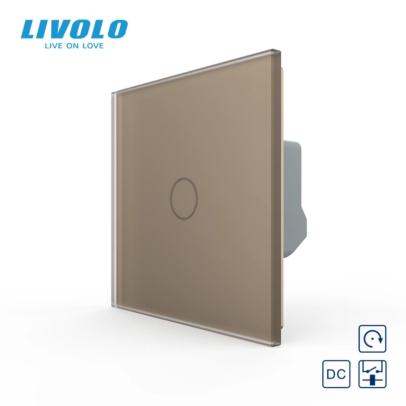 Сенсорна кнопка 1 сенсор 12/24V Livolo золотий матовый скло