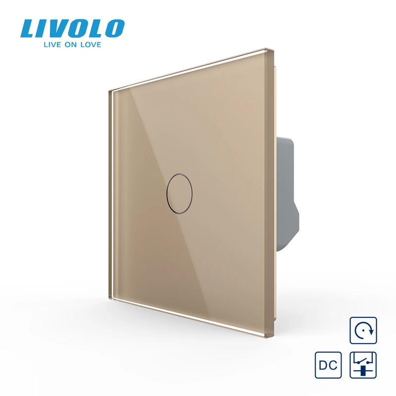 Сенсорна кнопка 1 сенсор 12/24V Livolo золотий скло (VL-C701CH-13) (VL-FC1HC-2AP)