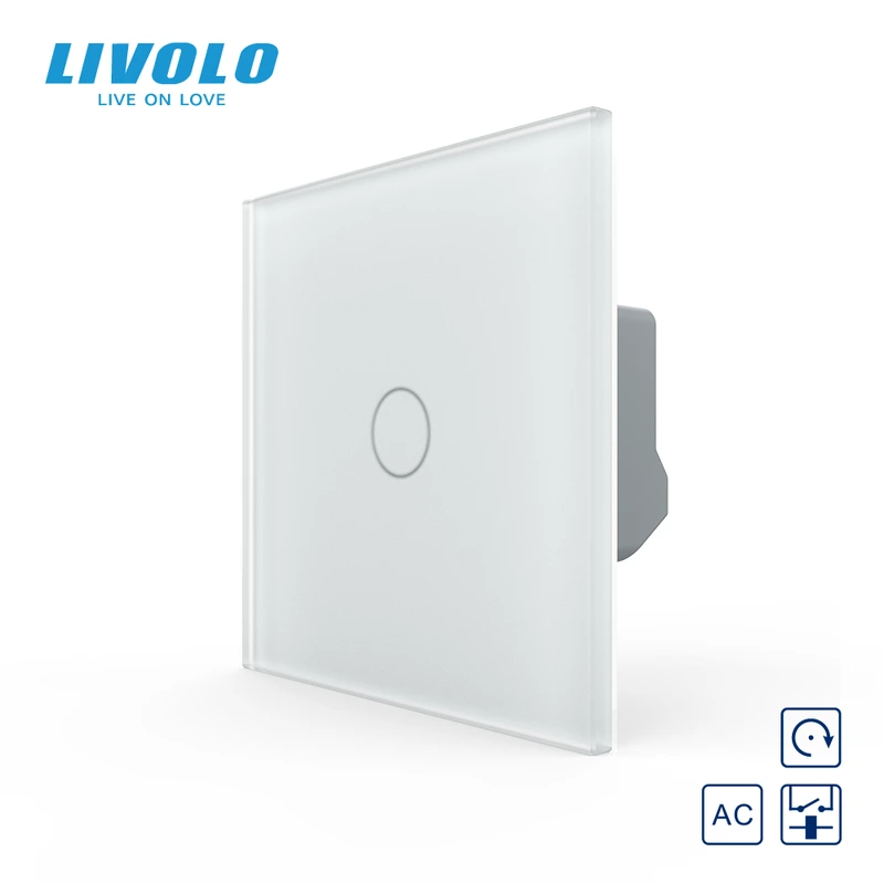 Сенсорна кнопка 1 сенсор Сухий контакт Livolo білий матовый скло — Livolo