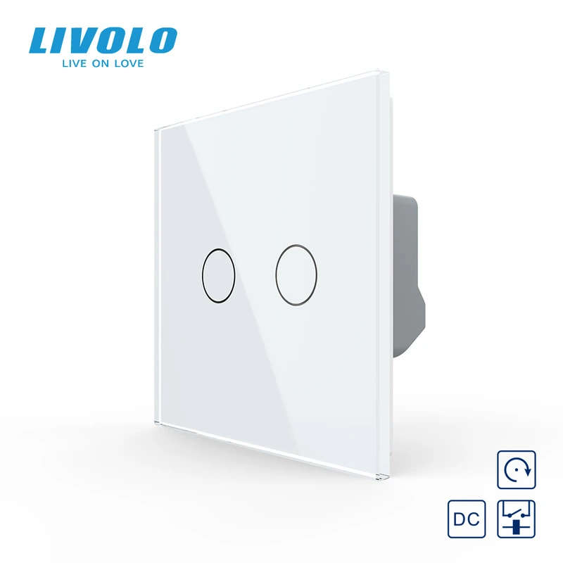 Сенсорна кнопка 2 сенсора 12/24В Livolo білий скло (VL-FC2HC-2WP) (VL-FC2HC-2WP)