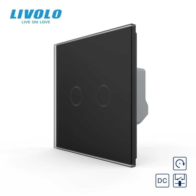 Сенсорна кнопка 2 сенсора 12/24В Livolo чорний матовый скло — Livolo
