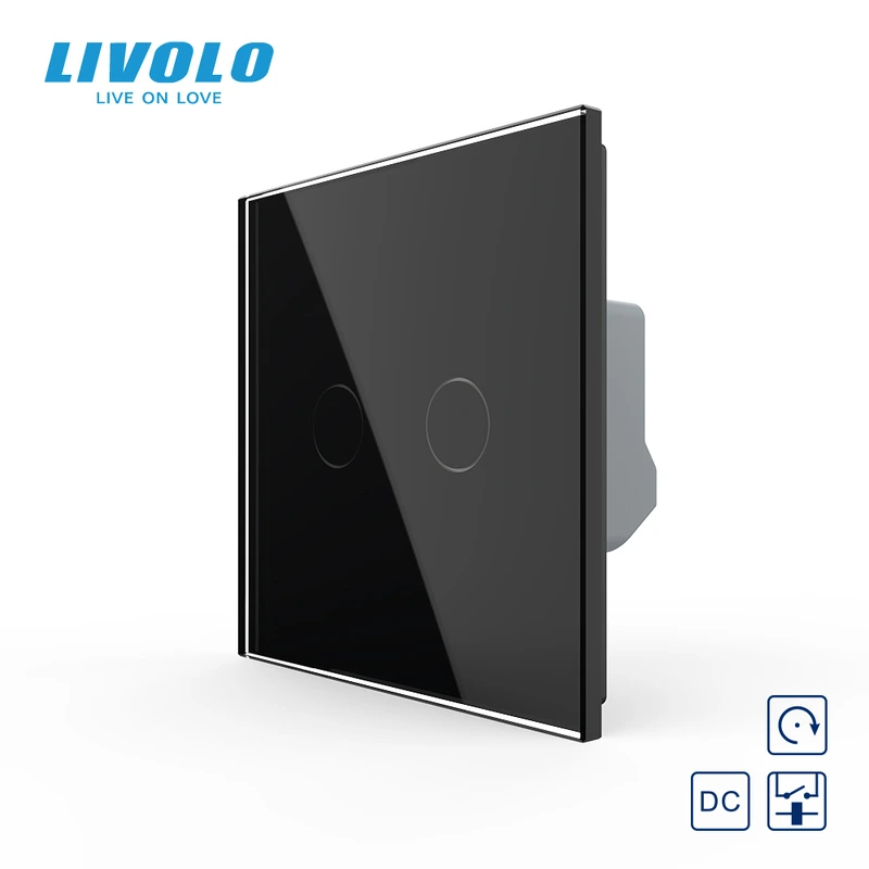Сенсорна кнопка 2 сенсора 12/24В Livolo чорний скло (VL-FC2HC-2BP) (VL-FC2HC-2BP)