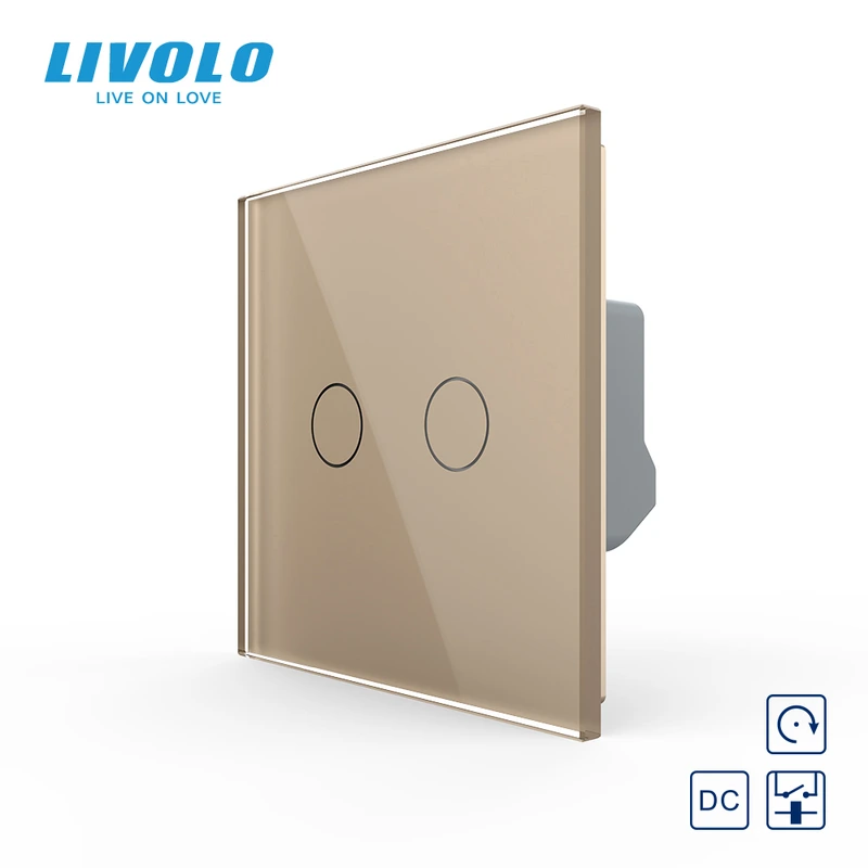Сенсорна кнопка 2 сенсора 12/24В Livolo золотий скло (VL-FC2HC-2AP) (VL-FC2HC-2AP)